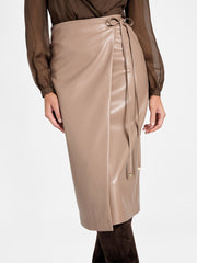 Gladys Faux-Leather Wrap Skirt