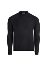 long-sleeve waffle mockneck
