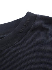 long-sleeve waffle mockneck