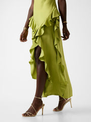 Reiko Ruffled Satin Maxi Dress