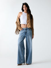 Faux-Suede Fringe Cropped Jacket