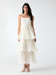 Tiered Chiffon Midi Dress