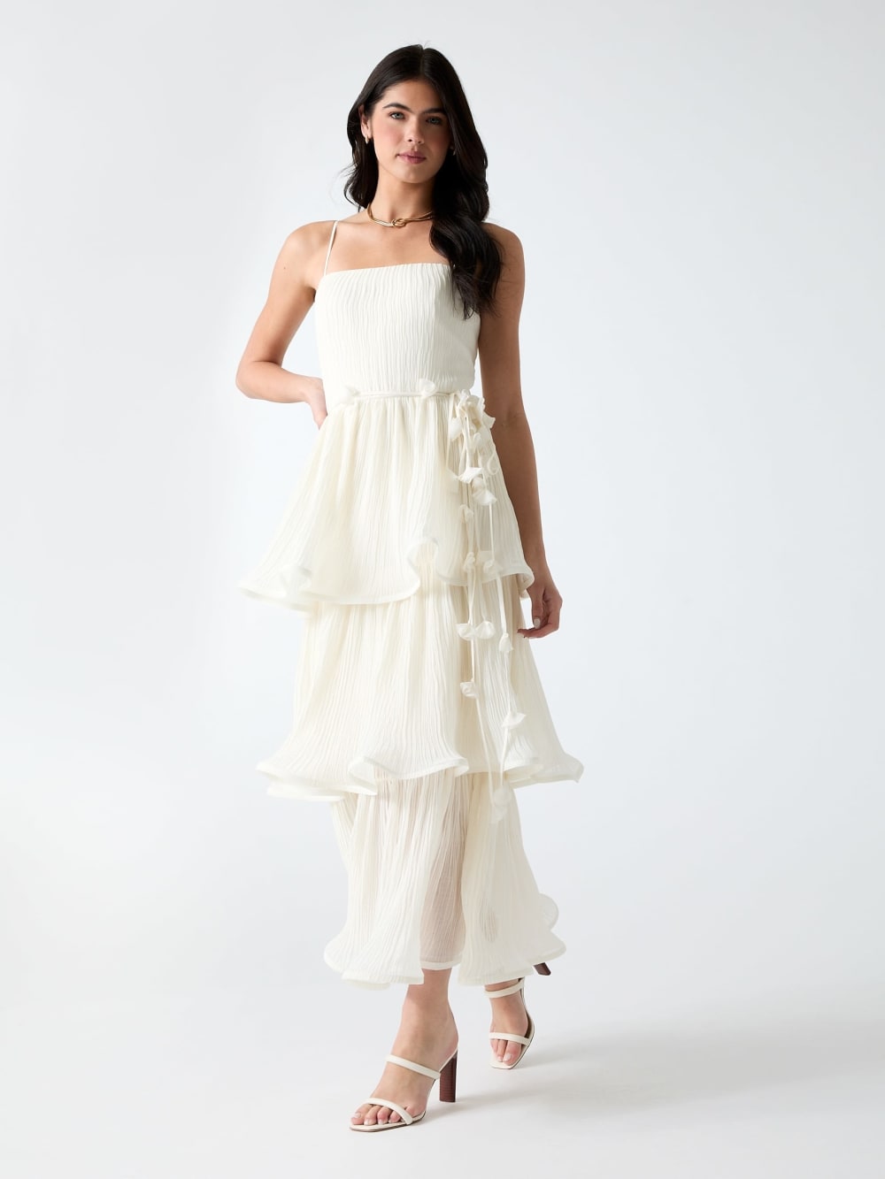 Tiered Chiffon Midi Dress