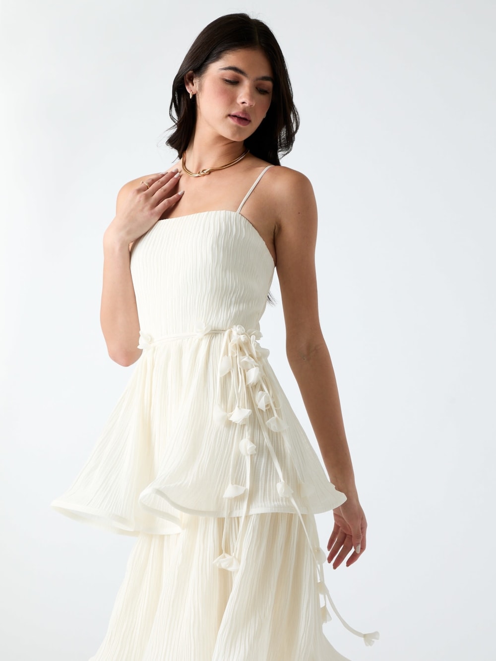 Tiered Chiffon Midi Dress