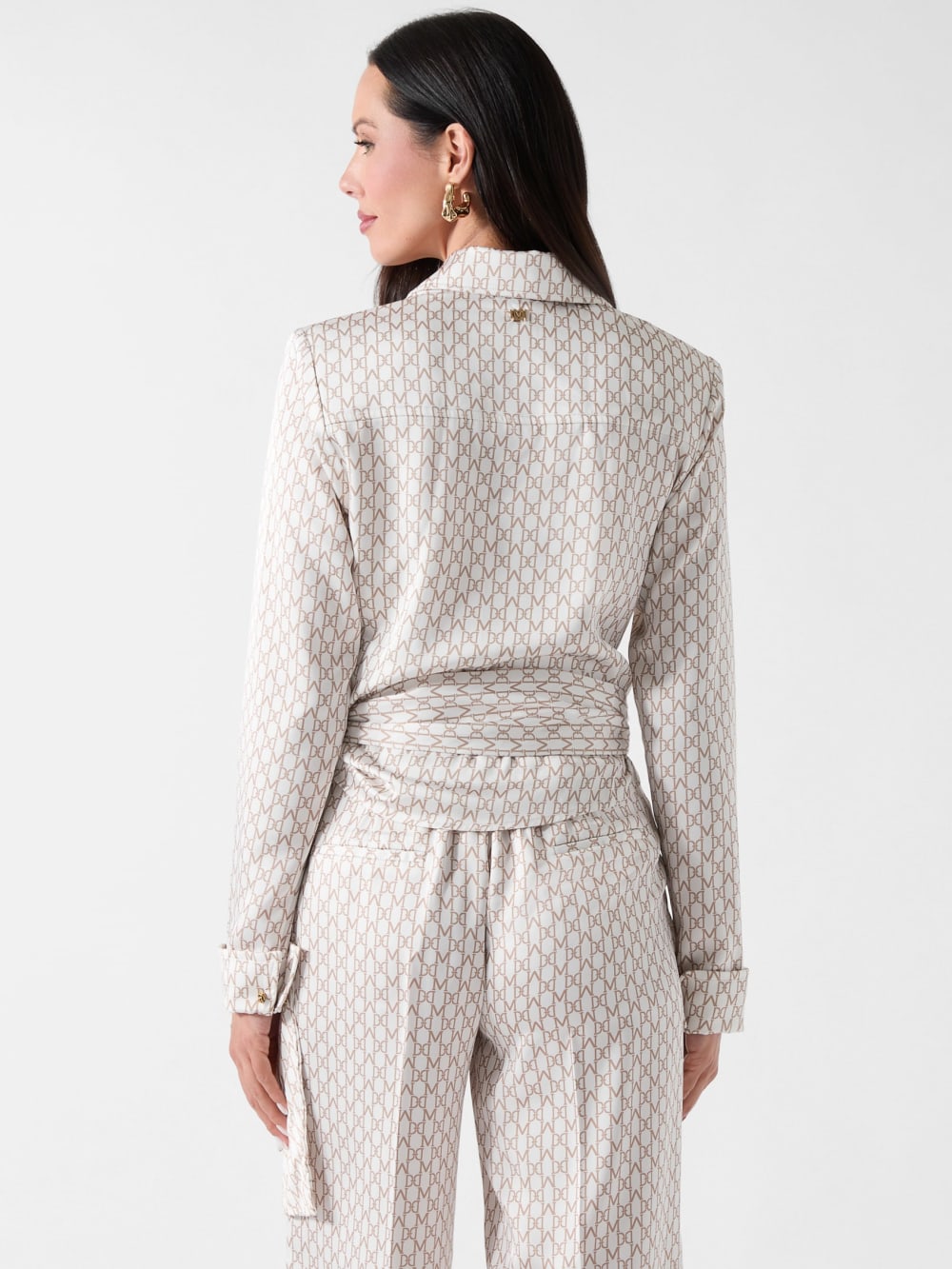 Marciano Monogram Satin Wrap Blouse