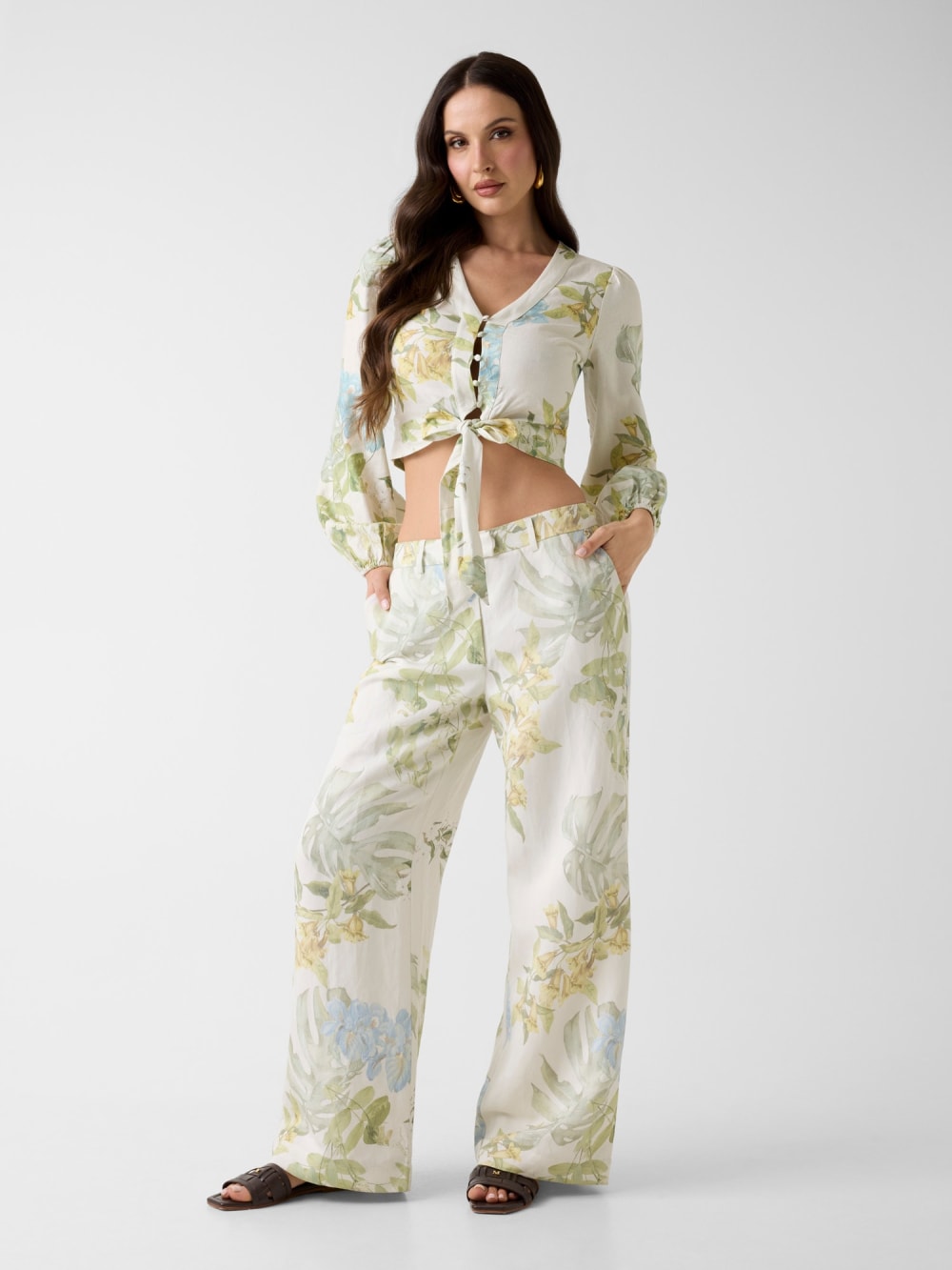 Linen-blend blouse