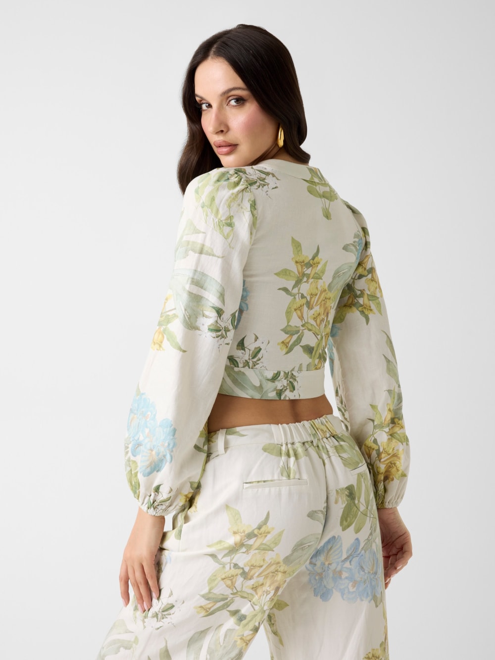 Linen-blend blouse