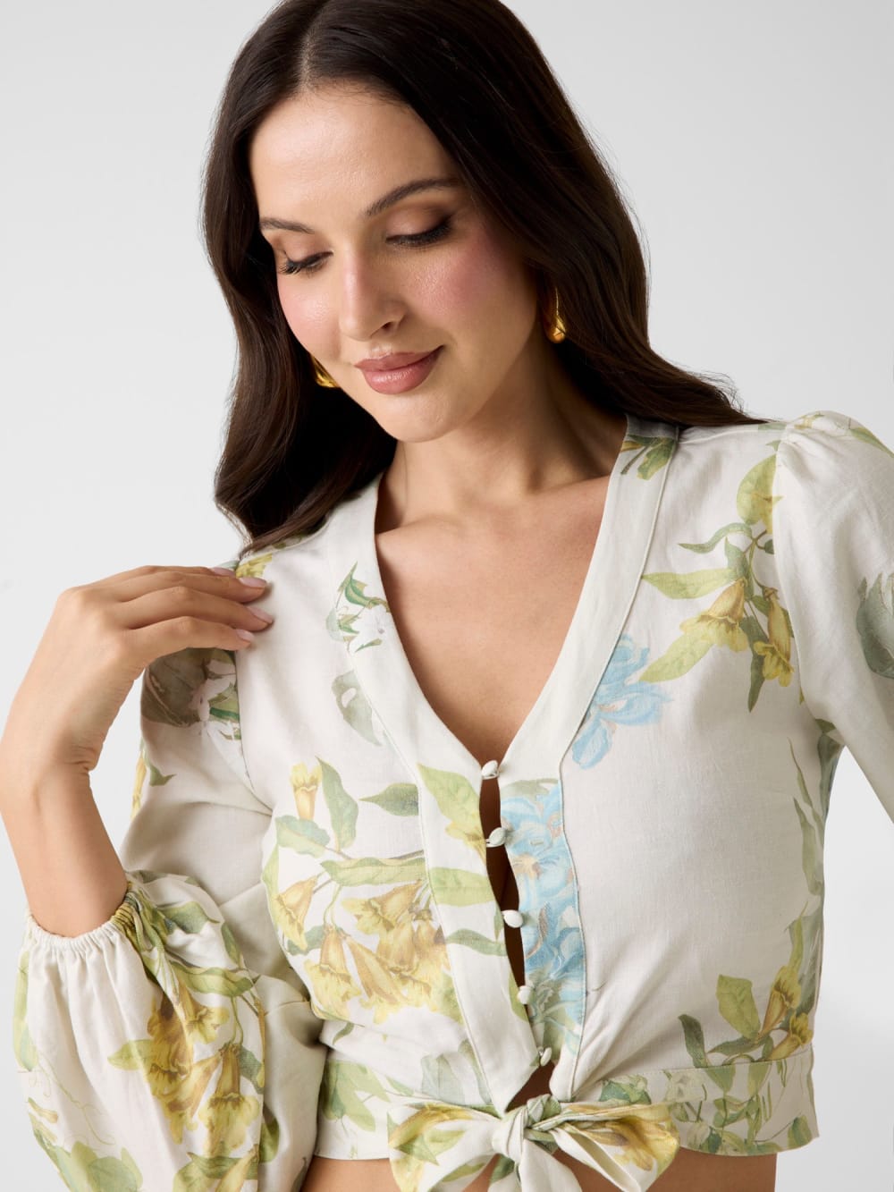Linen-blend blouse