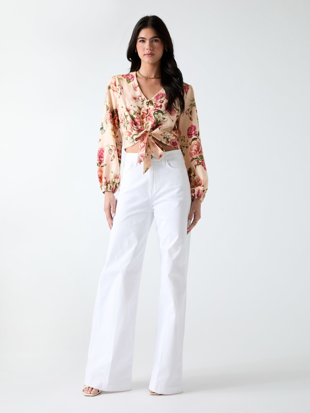 Linen-blend blouse