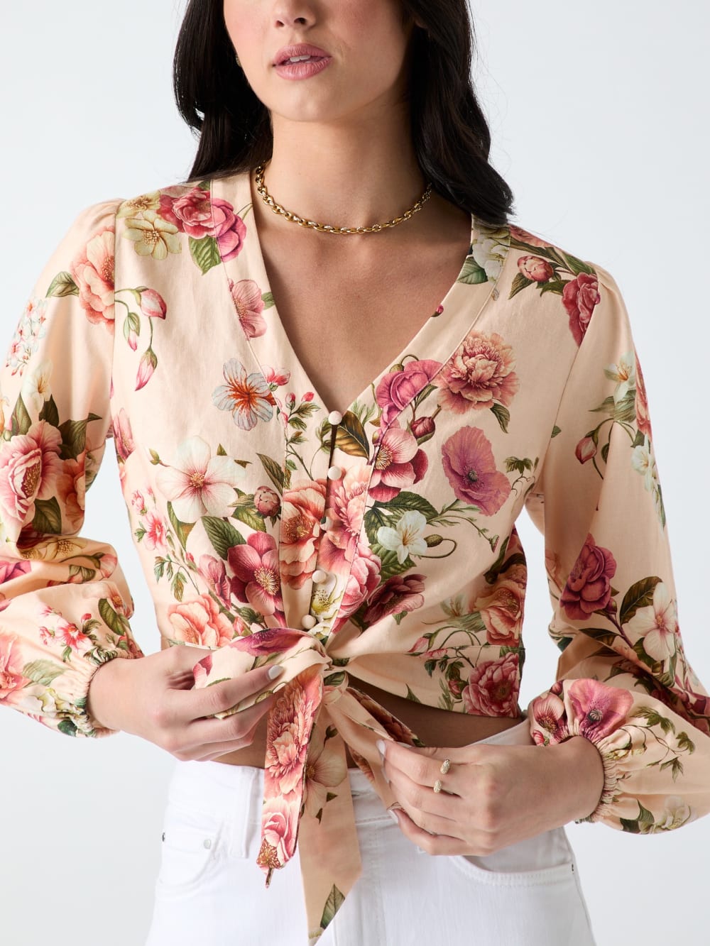 Linen-blend blouse