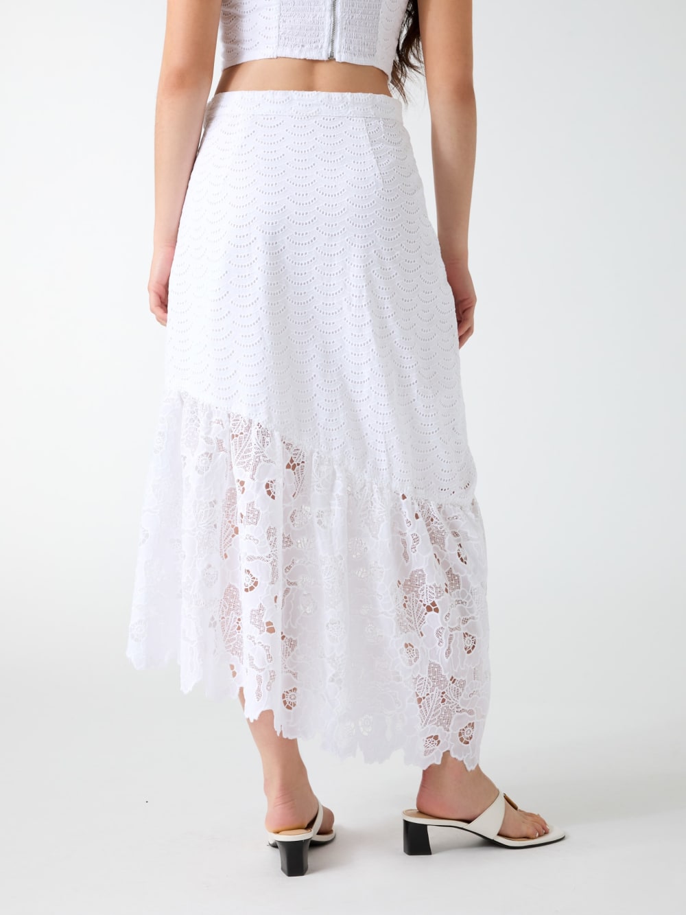 Eyelets midi skirt