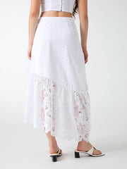 Eyelets midi skirt