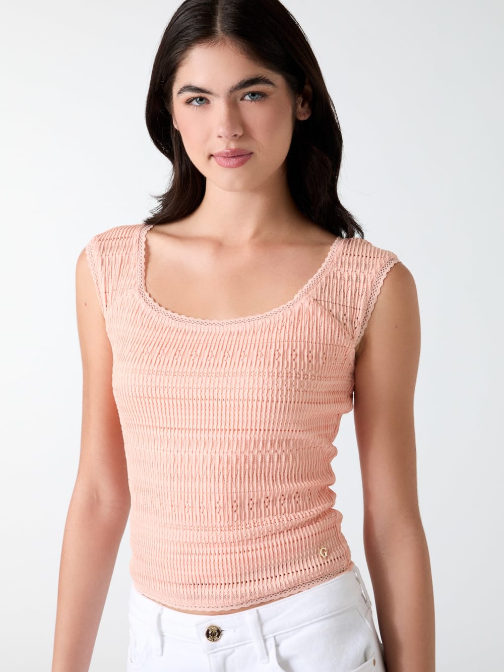 Square neck smocked top