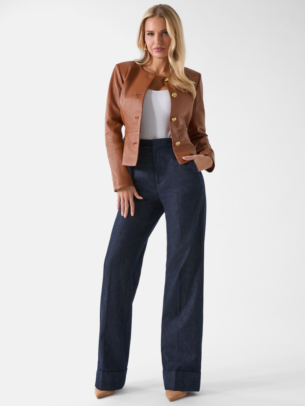 Marciano Peplum Leather Jacket