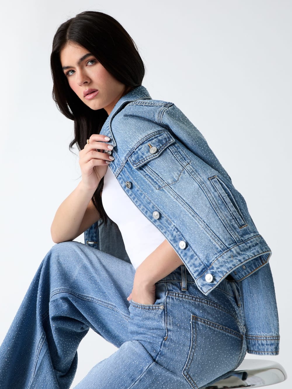 Rhinestone Denim Jacket