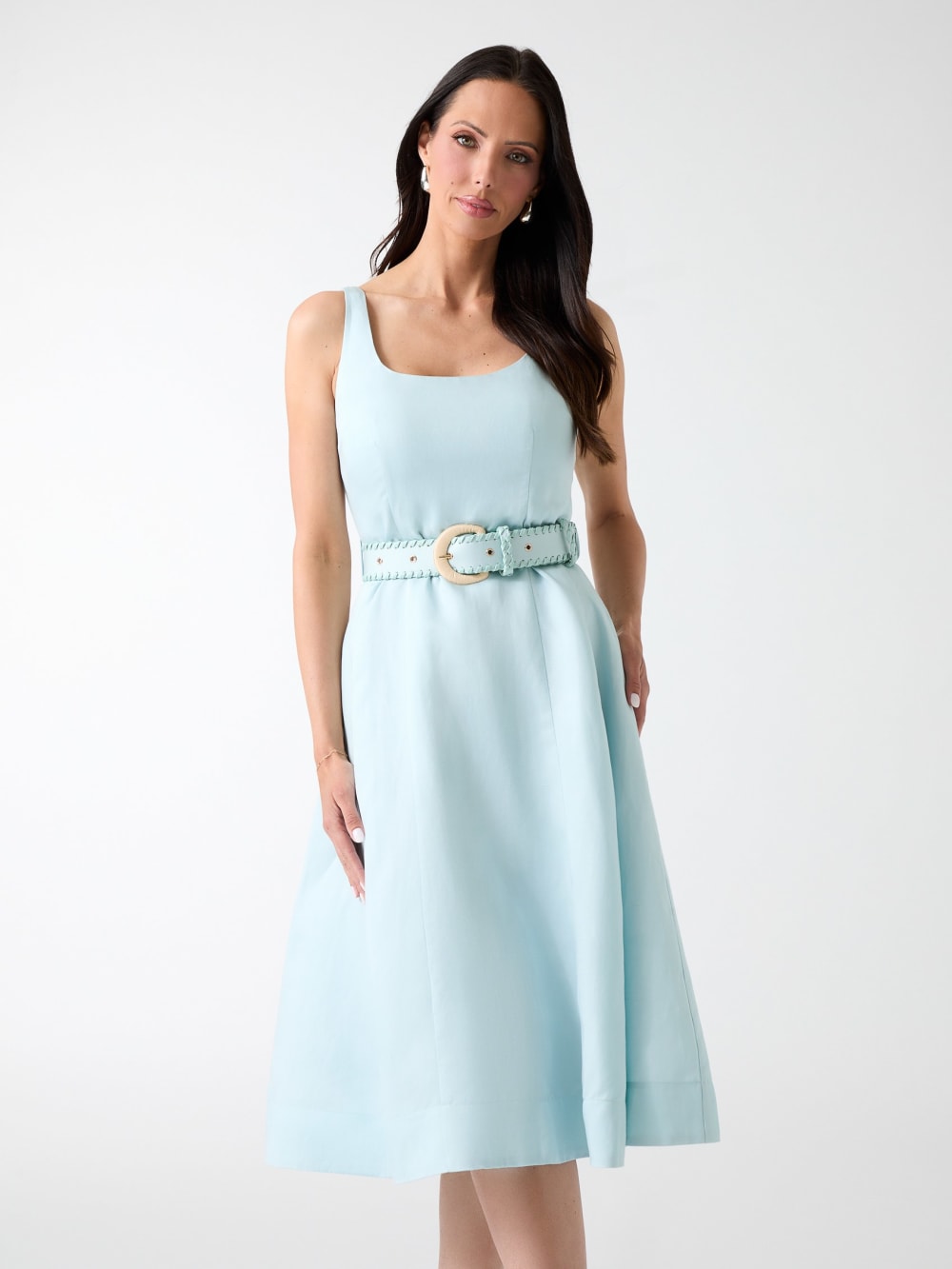 Marciano linen-blend midi dress