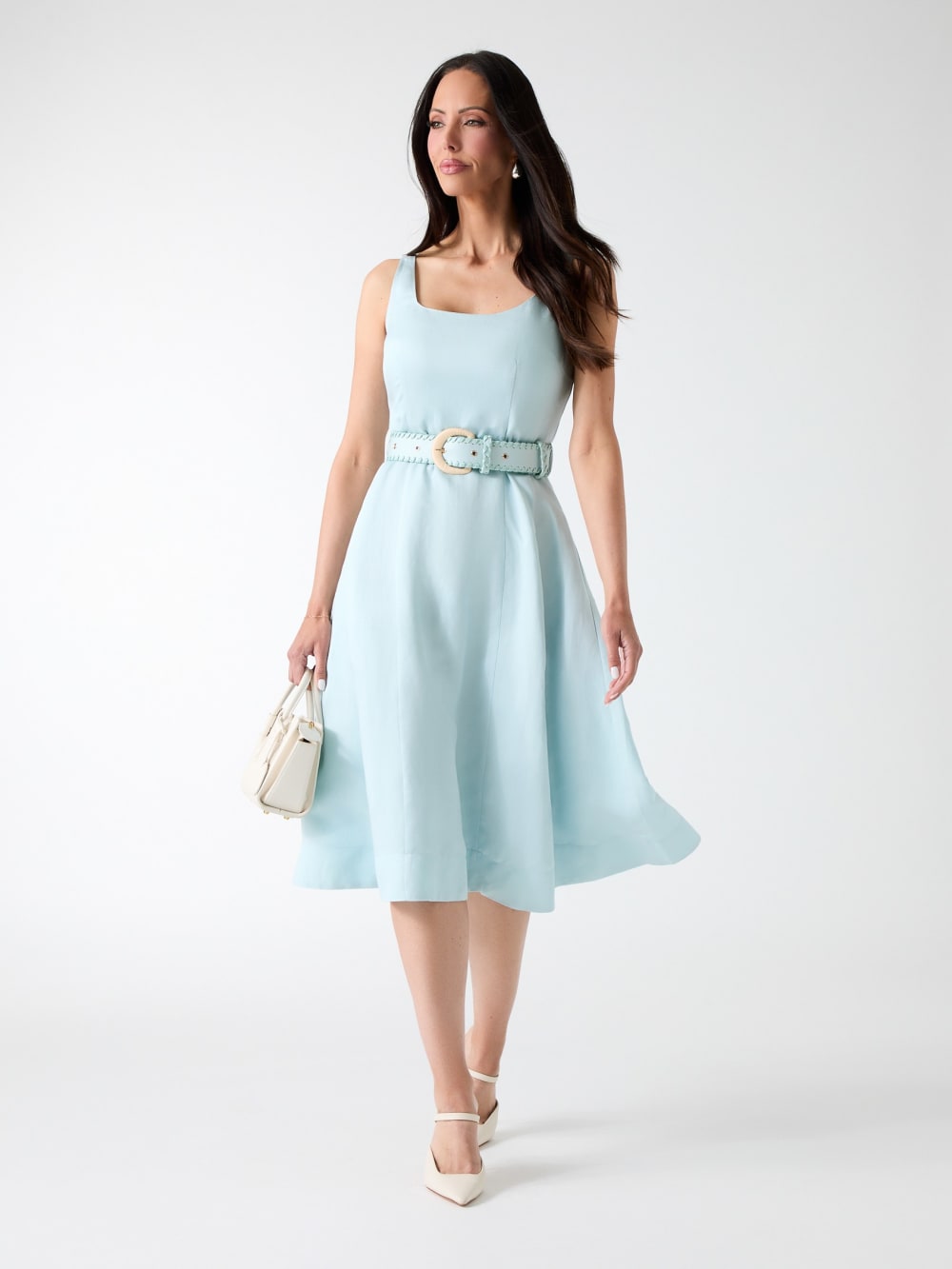 Marciano linen-blend midi dress