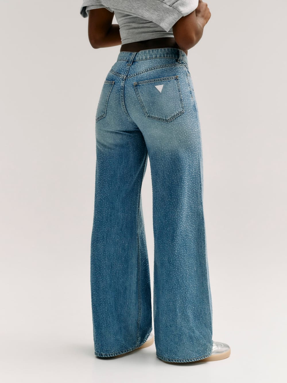 Rhinestone Wide-Leg Jeans
