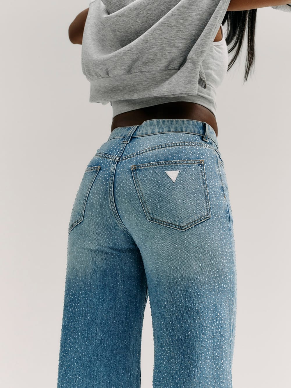 Rhinestone Wide-Leg Jeans