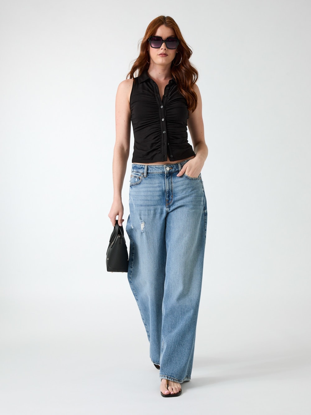 Sleeveless smocked top