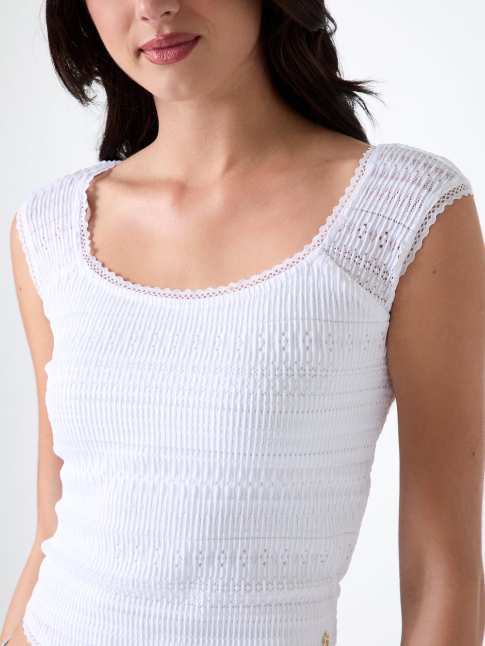 Square neck smocked top