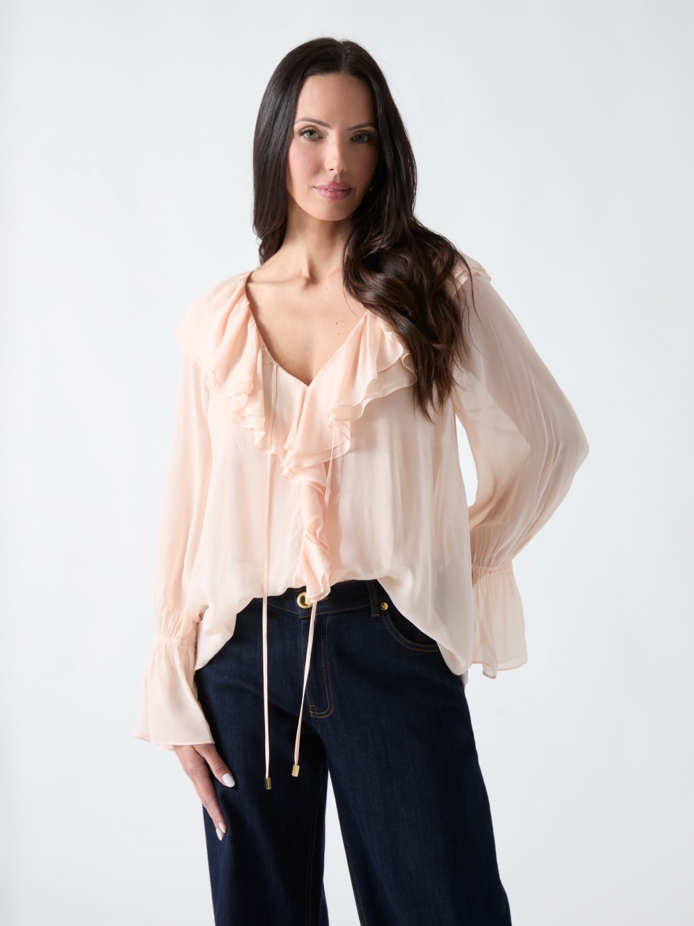 Marciano Sheer Ruffled Blouse