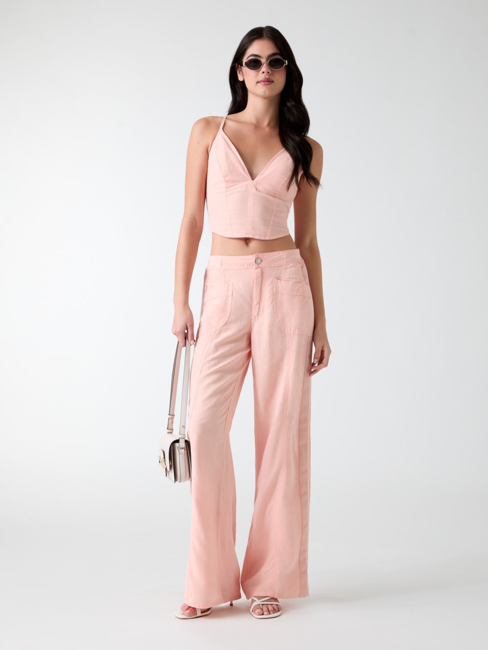 Linen-blend pants