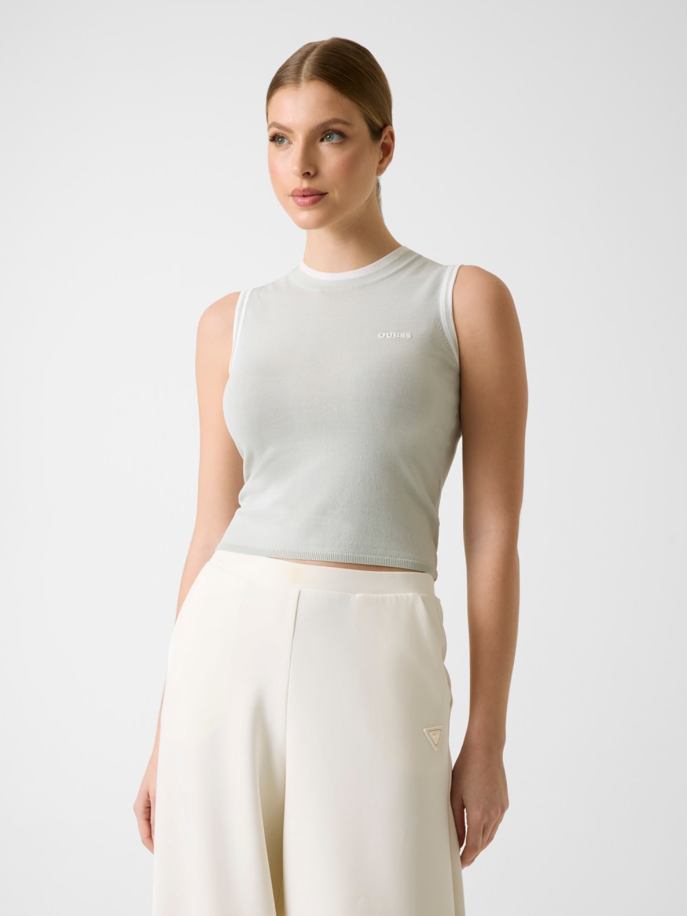 Embroidered logo knit top