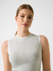 Embroidered logo knit top