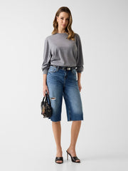 Baggy denim bermuda