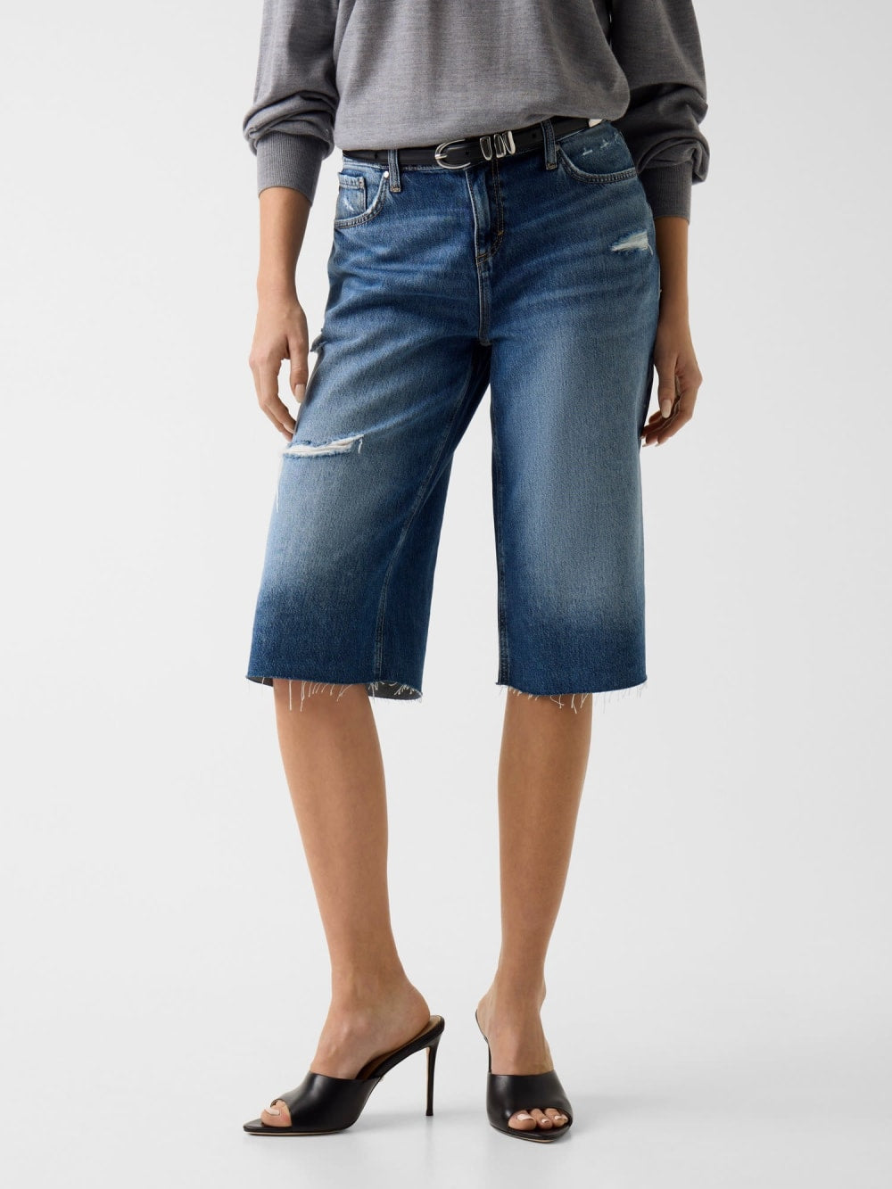 Baggy denim bermuda