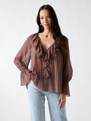 Marciano Sheer Ruffled Blouse