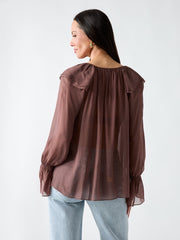 Marciano Sheer Ruffled Blouse