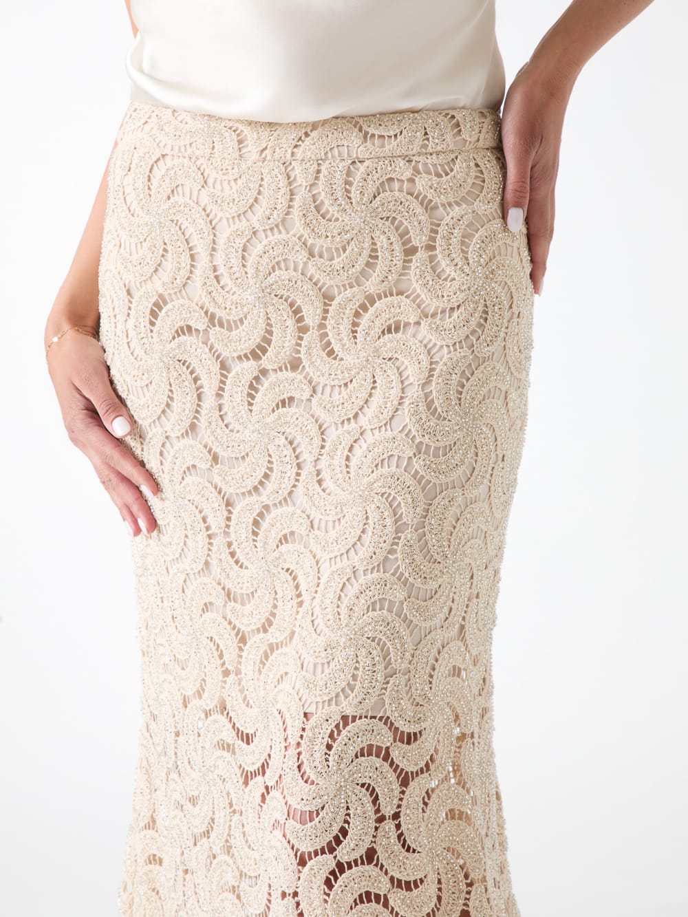 Marciano operwork textured skirt