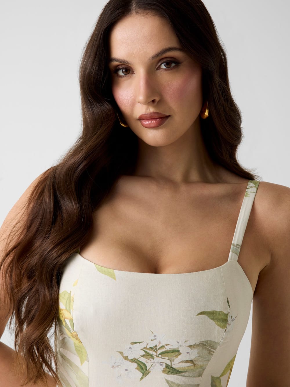 Linen-blend dress
