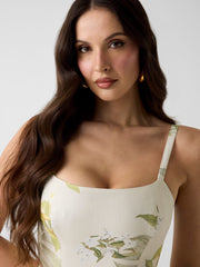 Linen-blend dress