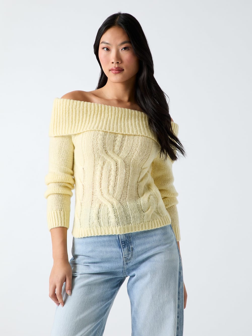 Off-shoulder wool-blend sweater