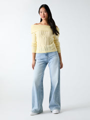 Off-shoulder wool-blend sweater