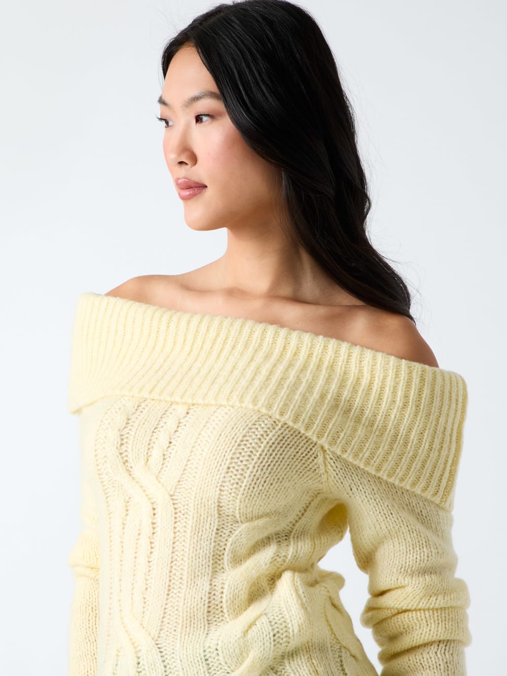 Off-shoulder wool-blend sweater