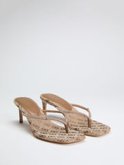 Mayan Rhinestone Thong Strap Heels