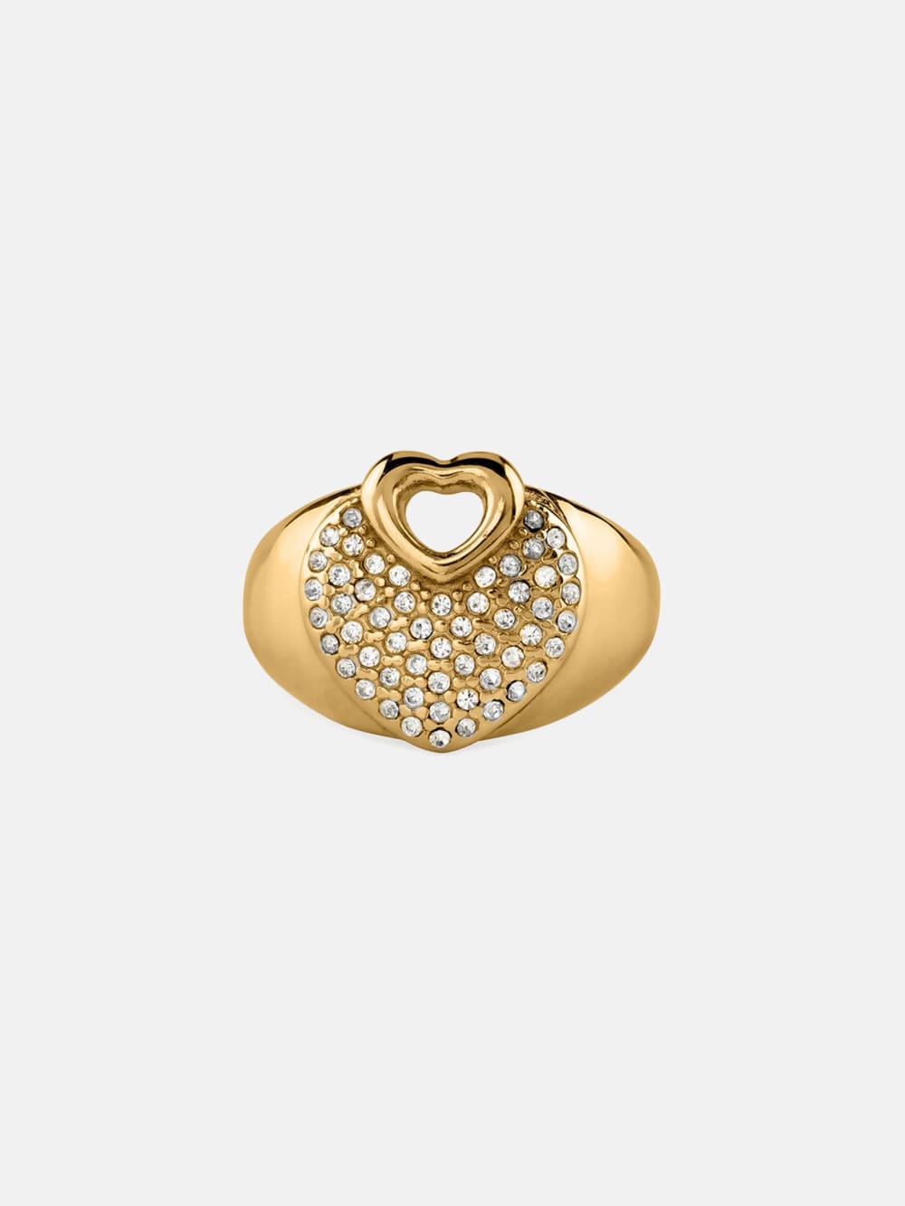 Gold-Tone Pav  Heart Ring - Size 7