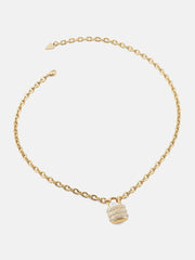 Gold-Tone Pav  Padlock Necklace