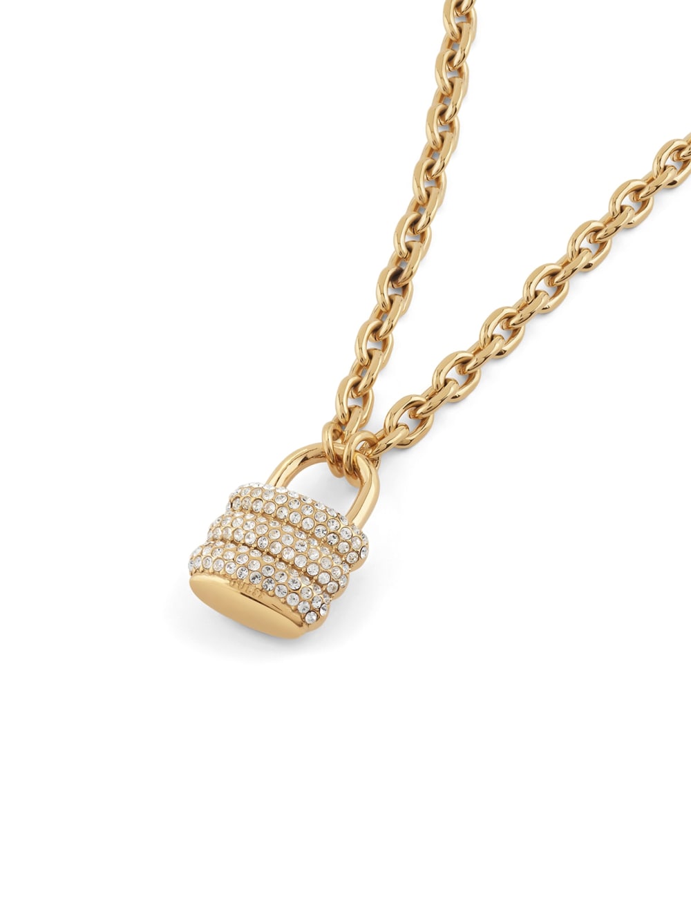 Gold-Tone Pav  Padlock Necklace