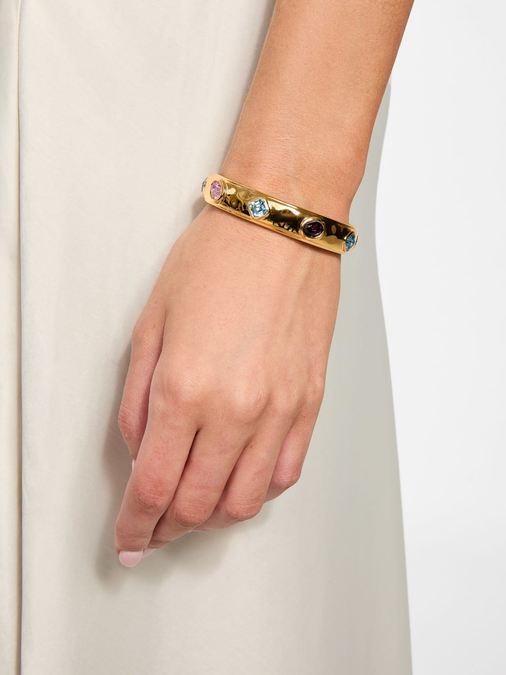 Gold-Tone Multicolor Crystal Bangle