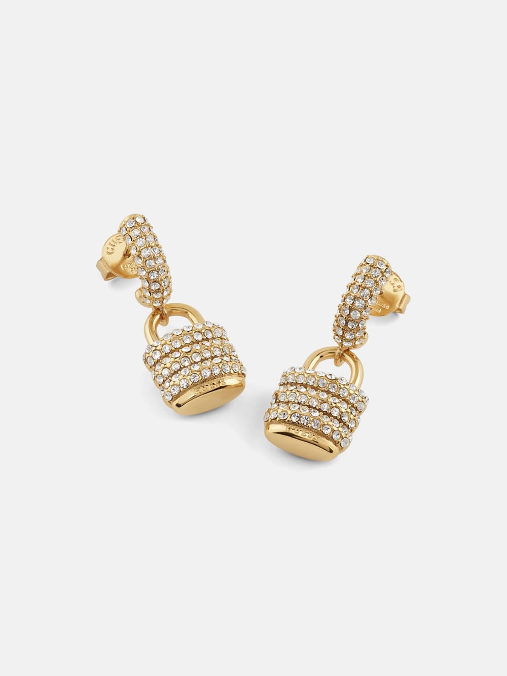 Gold-Tone Pav  Padlock Earrings