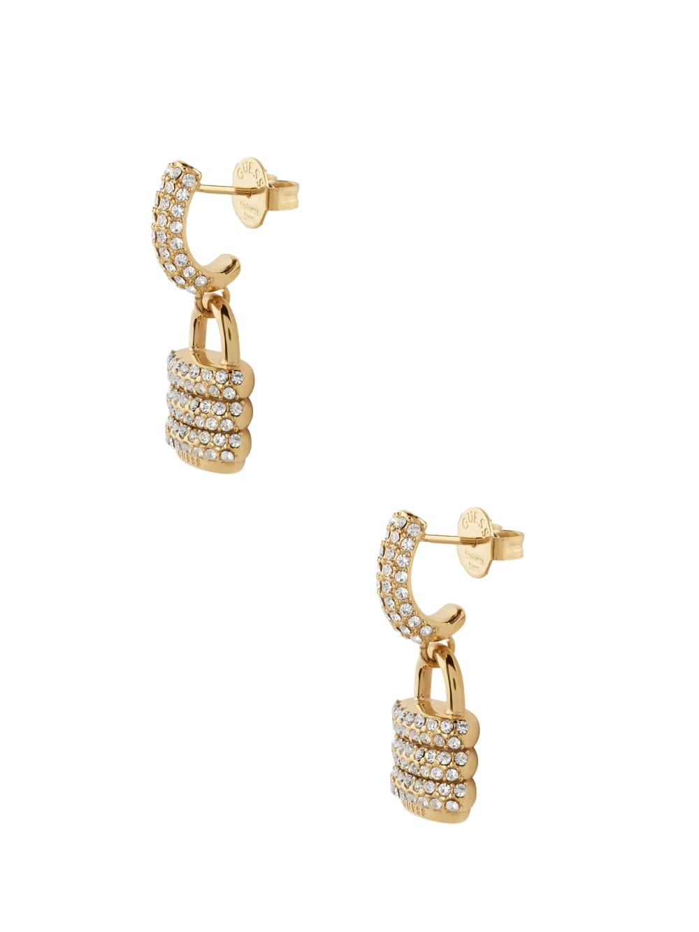 Gold-Tone Pav  Padlock Earrings