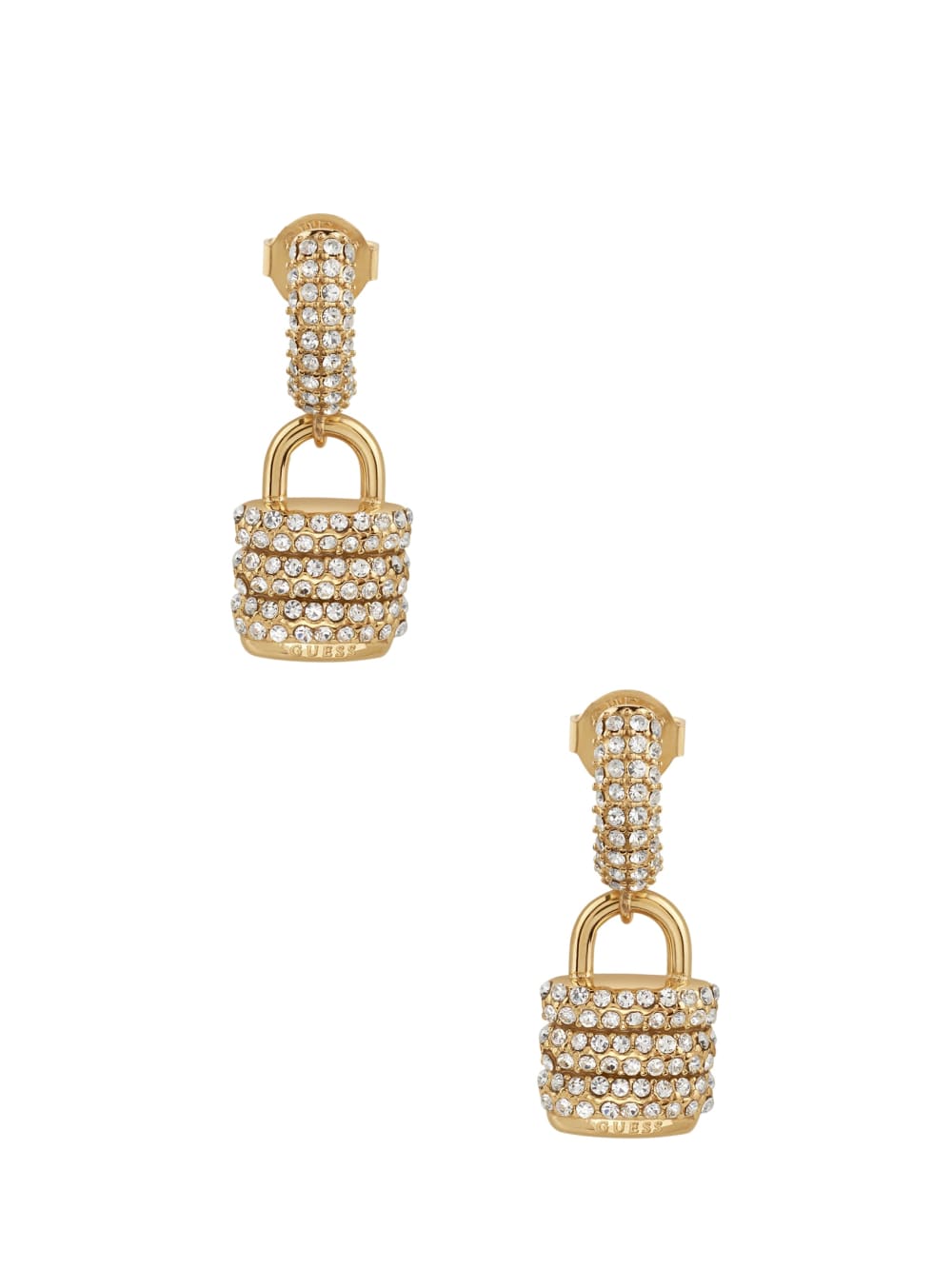 Gold-Tone Pav  Padlock Earrings
