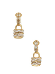 Gold-Tone Pav  Padlock Earrings