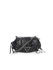 crackled leather mini fashion bag