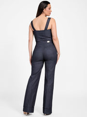 Denim Detachable Strapless Zip Jumpsuit
